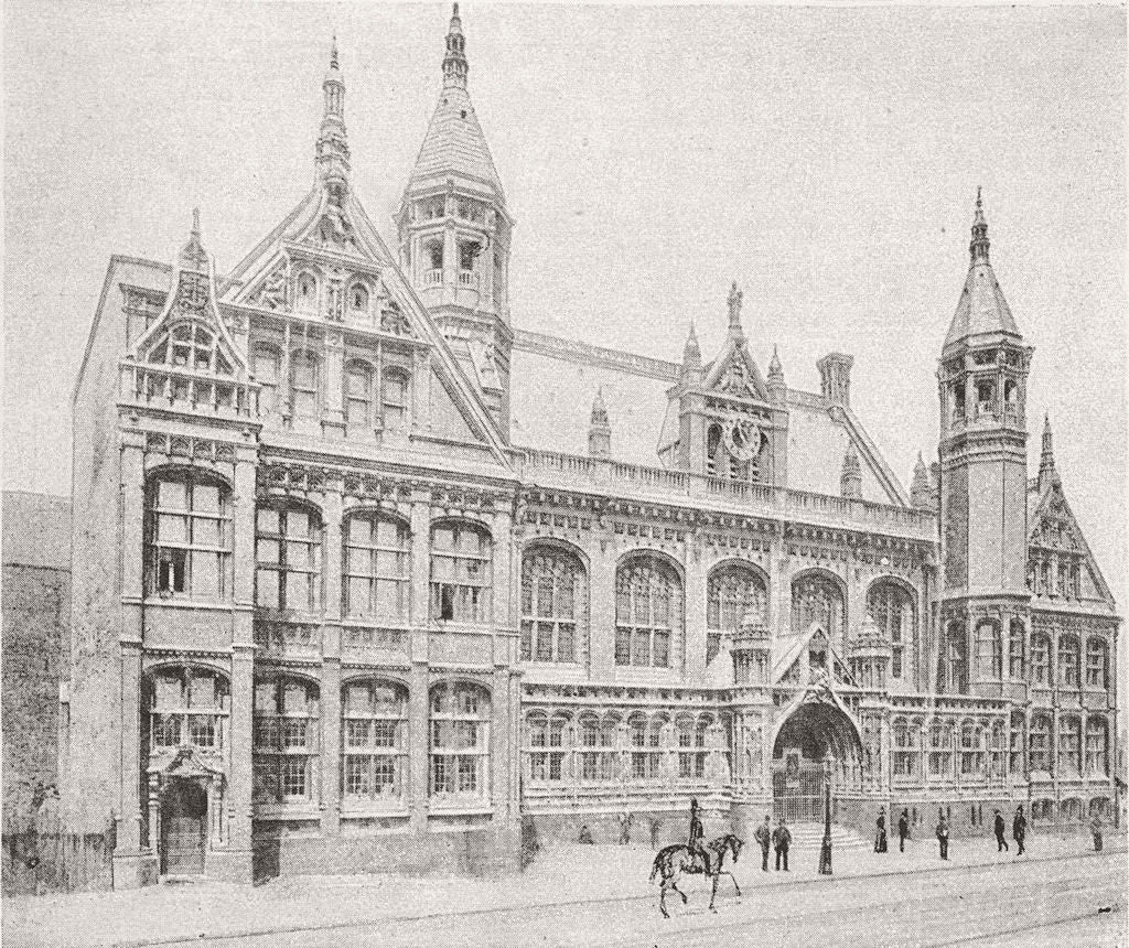 WARCS. New law courts, Birmingham 1891 old antique vintage print picture
